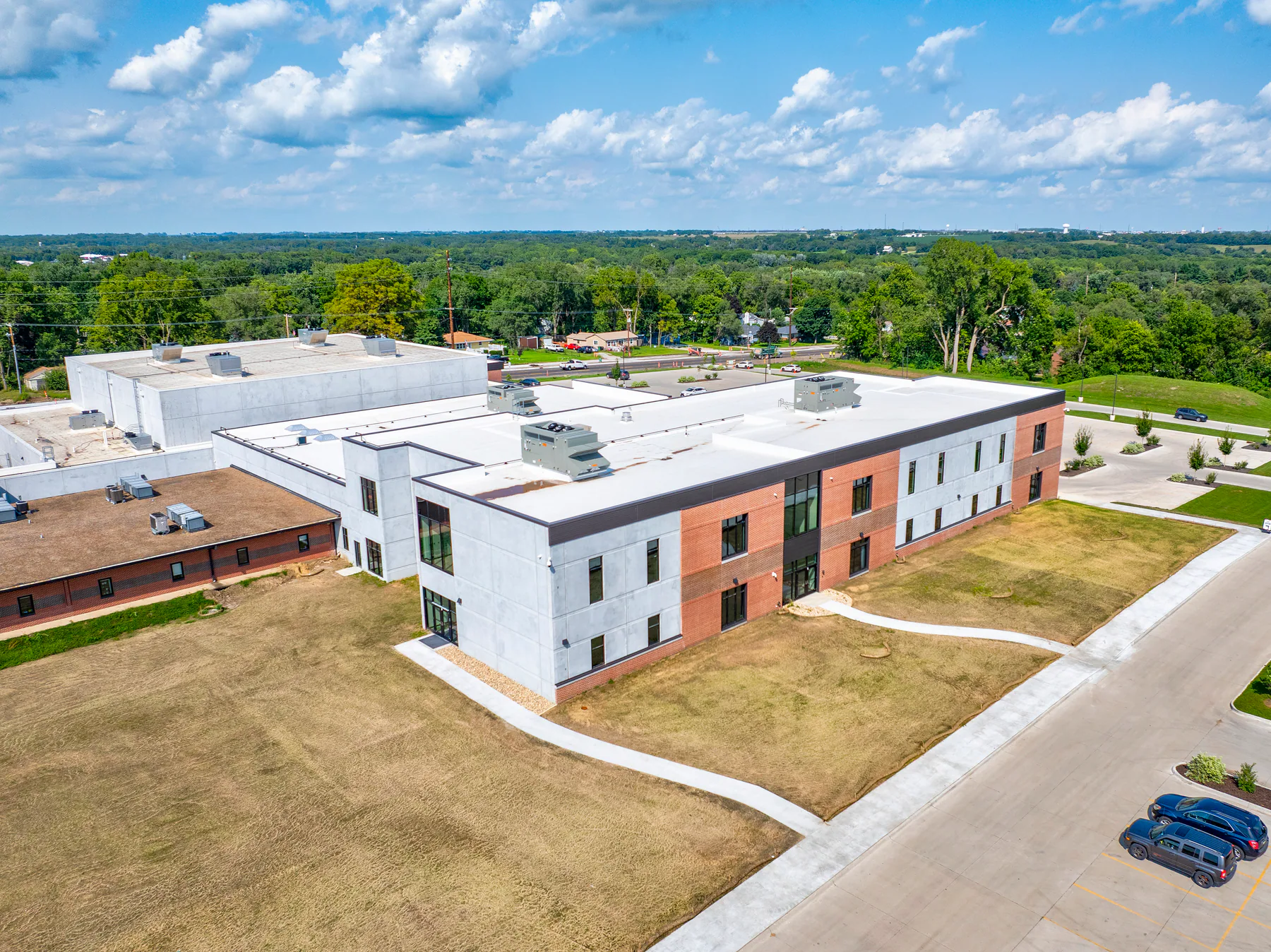 Aerial view of the Grand View Christian School classroom addition